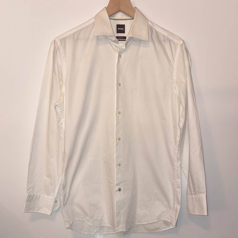 BOSS Men's White Shirt 39 M 15‎ 1/2 Office Acadamia